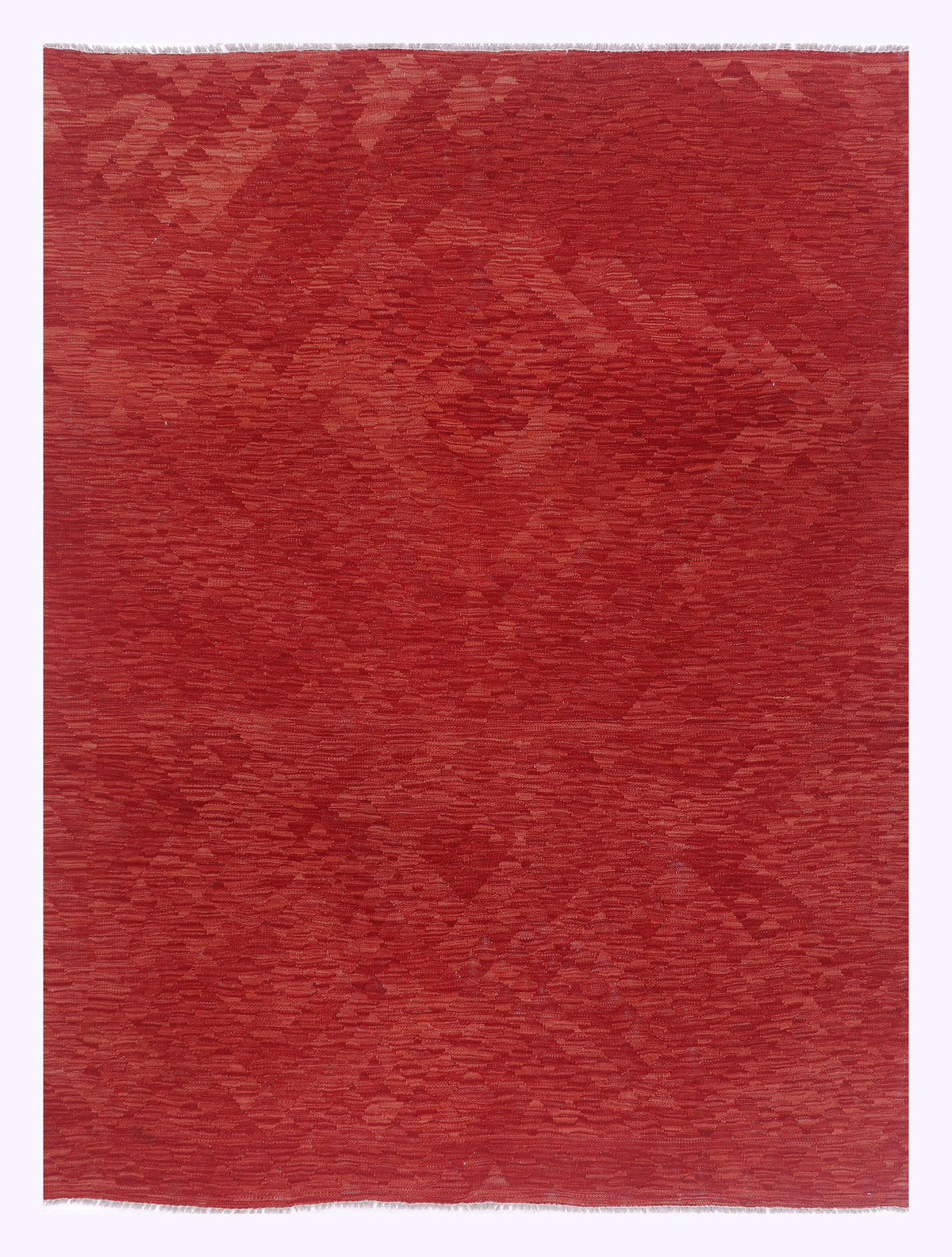Red kilim rug, 242x179 cm, flatwoven geometric pattern with border
