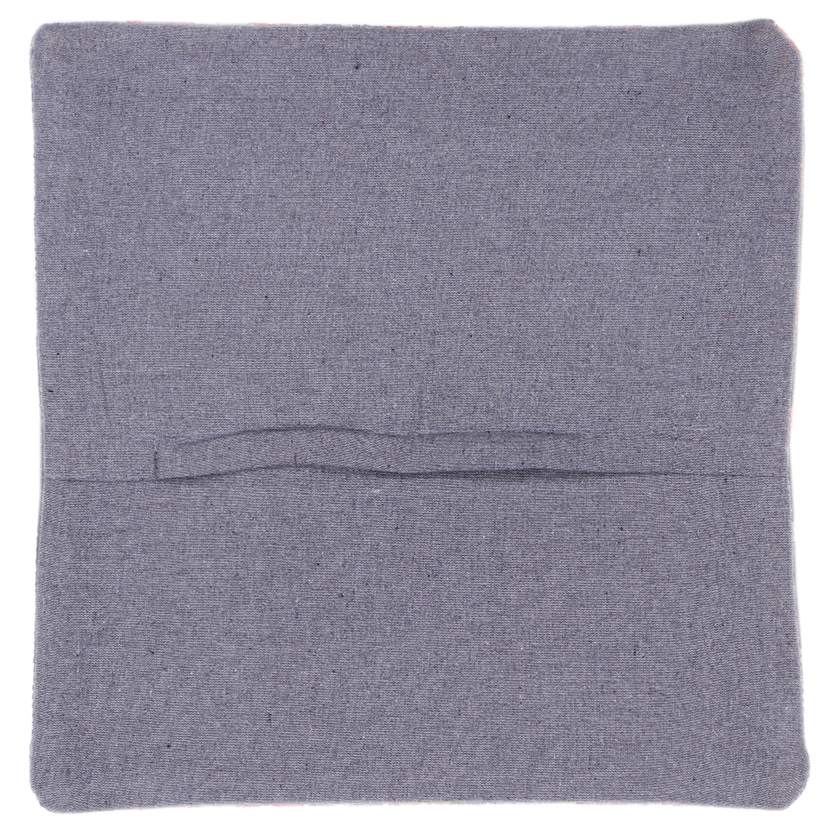 Gray square kilim cushion back with simple stitched seam, 45x45 cm