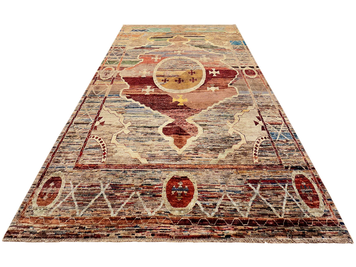 Ziegler Art Deco rug, 294x200 cm, full view with framed medallion and border