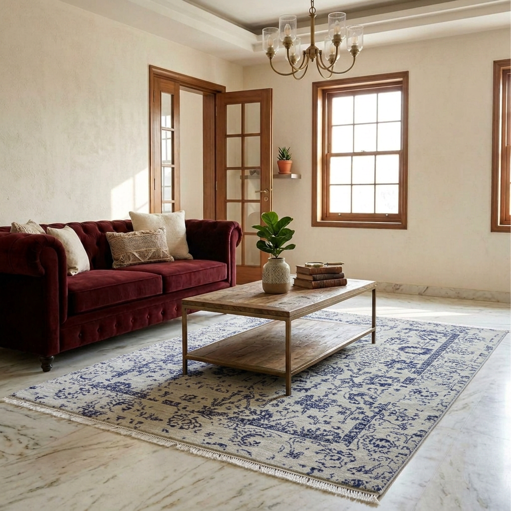 Sapphire Damask Rug - 224x160 cm