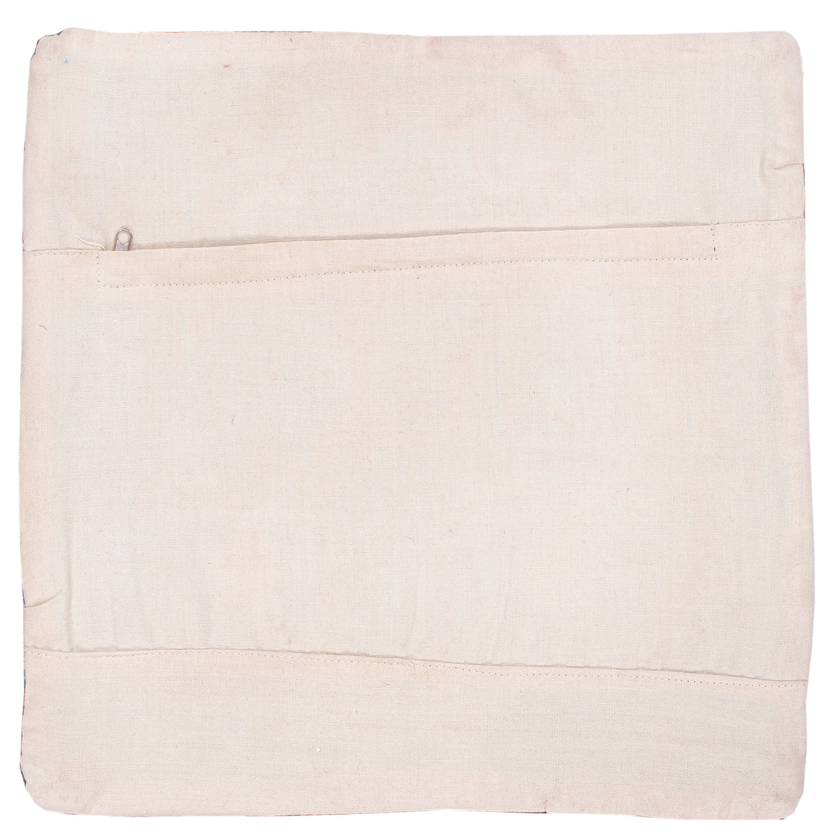 Plain cream kilim cushion cover back with stitched seams