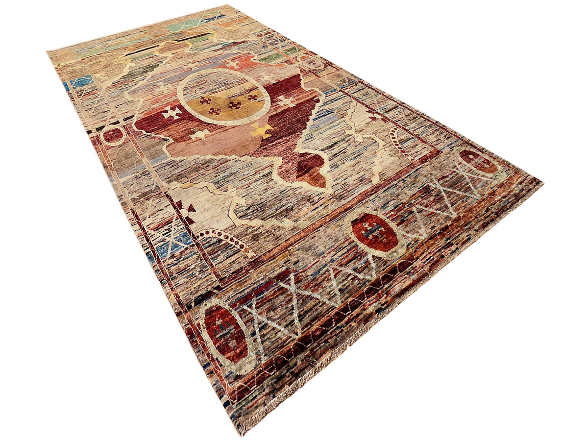 Ziegler Art Deco rug, 294x200 cm, angled view with central medallion and patterned field